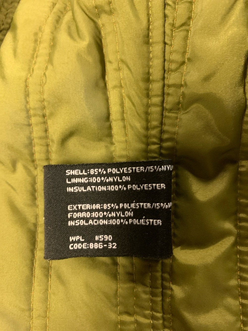 Orange Quilted Weatherproof Jacket with Olive Lining - Women's XL - Picture 7 of 7